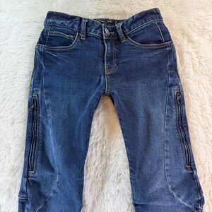 MAXLER Women Size 26 Riding Moto Jeans Blue Denim Biker Style Zipper Bikercore